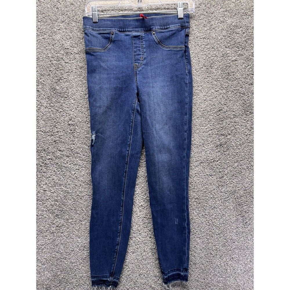 Spanx Distressed High Rise Jeans Jeggings Women's Small PullOn Ankle Stretch EUC